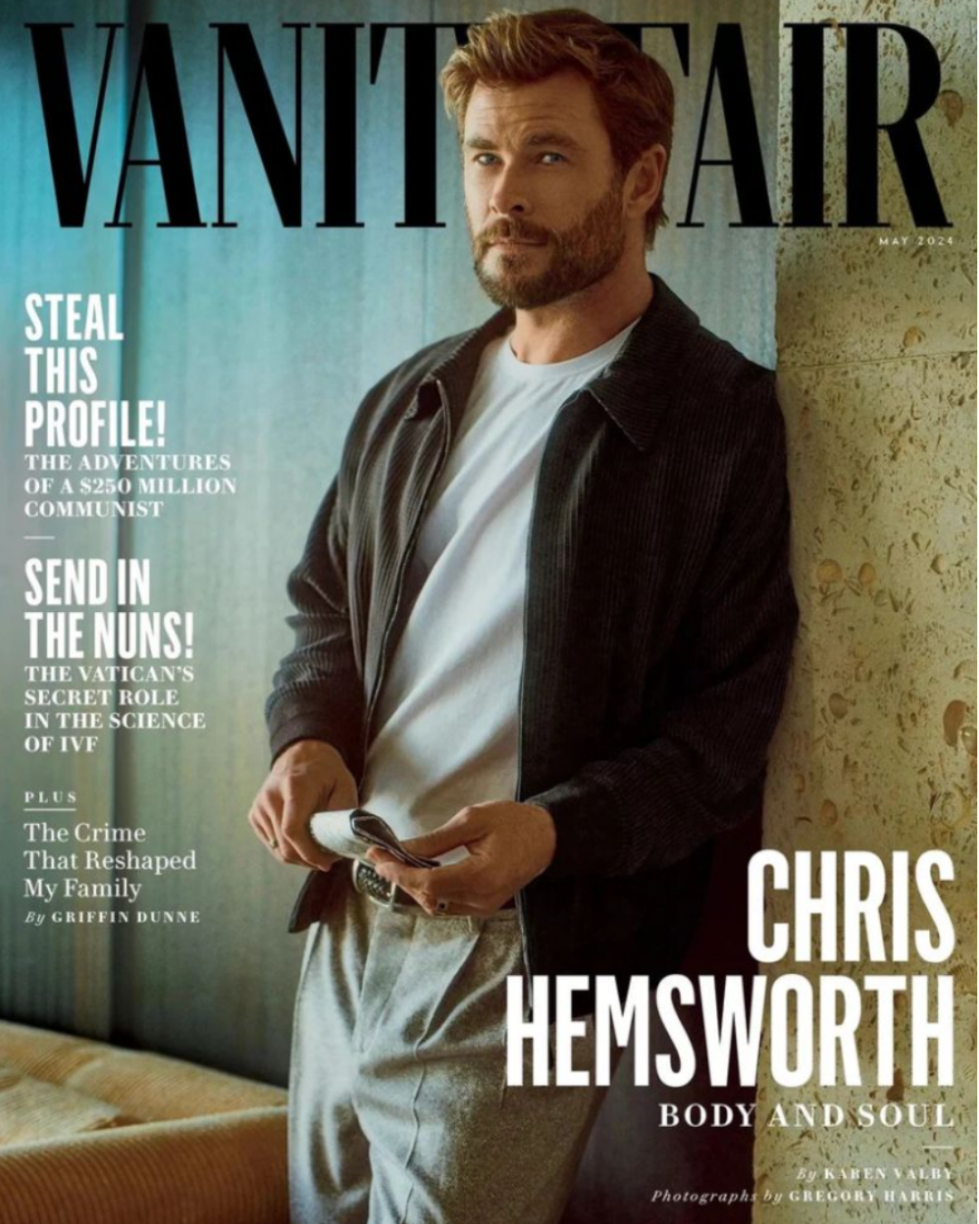 Vanity Fair Magazine cover featuring Chris Hemsworth.
