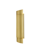Introvert Wall Sconce with a brushed brass finish, featuring a vertical layered design that softly diffuses ambient light.