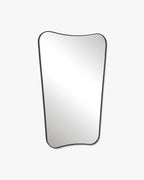 Butterfly-shaped wall mirror with an irregular silhouette and a slim black frame, shown on a white background.